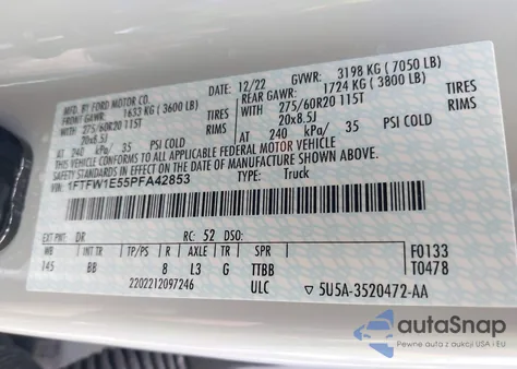 2023 Ford F-150 Platinum from USA, damaged, VIN 1FTFW1E55PFA42853